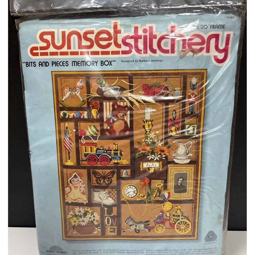 Sunset Stitchery Bits and Pieces Memory Box Embroidery Kit  16" x 20" No Frame